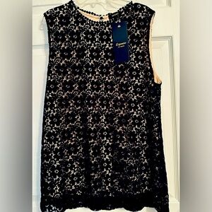 Express Black Floral Lace Sleeveless Blouse